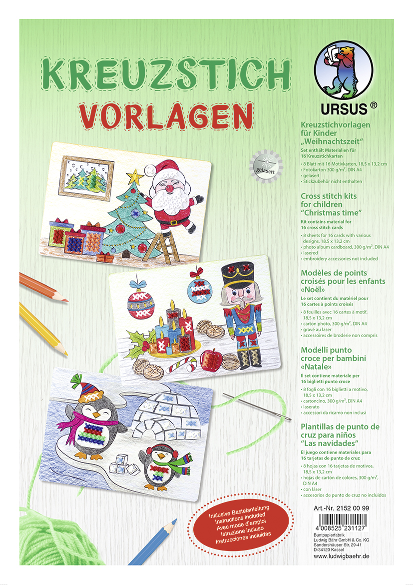 Modèle de point de croix 300 gr 18,5x13,2 motif - 8 Feui.